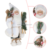 Figurines de Père Noël en peluche bleu clair décoratives Softy Navidad Noel Papa Toy Décorations de Noël faites à la main