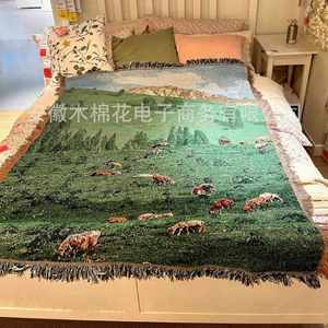 Retro <b>Sofa</b> <b>Throw</b> Ins-Style Internet Celebrity Camping Multifunctional Living Room Tapestry Decorative Casual <b>Cover</b> Blanket - Product Image 5