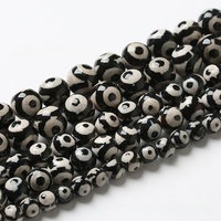 Vente en gros de bijoux semi-finis faits à la main, accessoires de bracelet, perles divines noires et blanches à trois yeux, pierres précieuses, étoile ovale