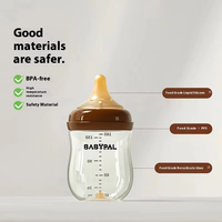 Bouteille d'alimentation pour nouveau-né sans BPA, anti-colique, large ouverture, tétine en silicone, motif imprimé, avec bouchon, 0-12 mois