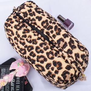 Durable Eco-Friendly Leopard Print Custom Travel Quilted Cotton Cosmetic Bags Makeup for Organizer Tassel Zipper <b>Storage</b> - Product Image 3