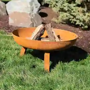 24 inch antique feuerstelle corten steel fire pit bowl with handles for porch wood burning