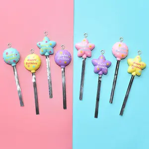 Star Round Shape Happy Birthday Balloon Resin Charms Pendants for Earring Bracelet Necklace DIY Jewelry Making Accessories