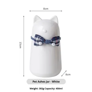 Urna de cerámica moderna para cenizas de gato, contenedor para mascotas de cremación conmemorativa ecológico a prueba de humedad sellado - Product Image 6