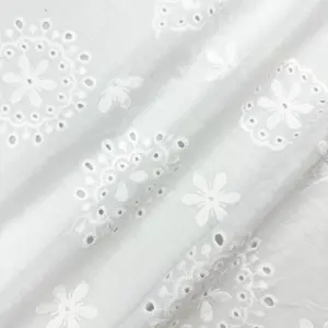 High quality custom design woven lace floral embroidered cotton fabric for boho dress