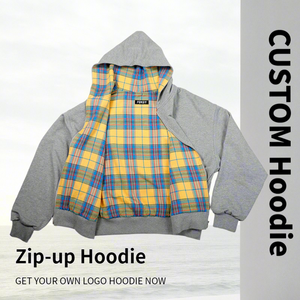 Felpa con Cappuccio Reversibile Oversize da Uomo con Design Patchwork a Quadri Retrò Personalizzato e Zip - Product Image 1