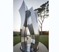 Sculpture de cubes polis en acier inoxydable, grande statue abstraite de jardin en acier inoxydable