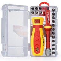 Set Obeng Isolasi 18 in 1 1000V dengan Penguji Tegangan, Bit Magnetik Phillips, Slotted, Pozidriv, Torx, dan Kotak Penyimpanan