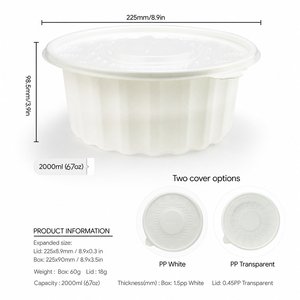 Contenants alimentaires jetables en plastique PP blanc de 67 oz, moulés sous blister, pour micro-ondes, avec couvercles, logo personnalisé, en carton, vente en gros - Product Image 2