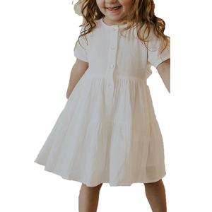 Grazioso abito di mussola Casual a maniche corte con bottoni solari con stampa formale vestito modello per bambini - Product Image 2