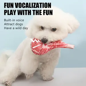 Toptan özel Logo simülasyon biftek interaktif dayanıklı tuval sesli evcil hayvan oyuncağı köpek çiğnemek oyuncak - Product Image 3