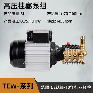 ปั๊มแรงดันสูงแบบลูกสูบ 0.75-2.2 กิโลวัตต์ มอเตอร์ไฟฟ้าแบบข้อต่อตรง สำหรับล้างรถ พ่นยาทางการเกษตร - Product Image 3