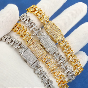 Pulsera de Zirconia para Hombre con Cadena de Hoja de Arce y Hebilla Abatible, Joyería Hip-hop, Personalizable, Tanjing - Product Image 3