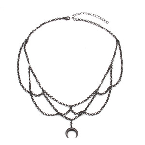 Collar de Luna en Capas de Aleación de Zinc, Cadena Múltiple, Joyería Gótica Hip Hop Unisex, Diseño Geométrico con Patrón de Cruz, Origen Yiwu - Product Image 5
