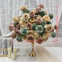 Grande Composition Florale Artificielle Réaliste en Tissu Blanc pour Centre de Table de Mariage, Décoration de Noël et du Nouvel An