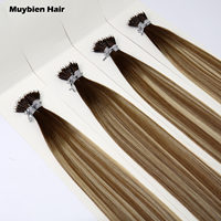 Extensions de cheveux vierges européens professionnelles à kératine nano, pré-collées, double trame, double tirage, avec perles Nanoring
