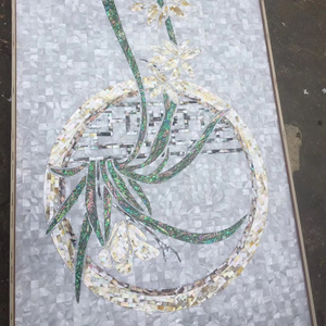 Mosaico di Lusso in Madreperla Naturale Bianca e Conchiglia di Abalone per Decorazione d'Interni di Ville - Product Image 5