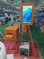 Photomaton rétro industriel avec écran LCD miroir, photomaton portable avec support triangulaire en métal et verre, imprimante 15,6 pouces
