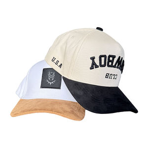 Gorras de Béisbol Personalizadas Bordadas en 3D, Estructuradas, Deportivas, Comunes, de 5 Paneles, de Dos Tonos, de Gamuza, con Estampado de Argyle en Relieve, Unisex - Product Image 4