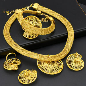 Роскошный позолоченный спиральный дизайн набор украшений ожерелье серьги кольцо браслет в комплекте элегантные для свадебной вечеринки особый случай - Product Image 5