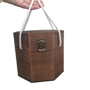 Caja de almacenamiento de madera Mingrui rectangular de 17x17x16cm con asa de cuerda para almacenamiento decorativo - Product Image 3