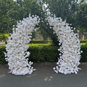 Arche de mariage H521 en soie blanche avec roses artificielles et delphiniums, structure en fer, <span class=keywords><strong>hauteur</strong></span> 2,3 m - Product Image 3