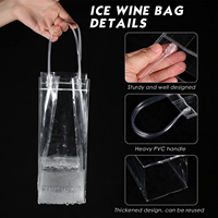 Sacs de vin de glace Pochette transparente Seau à glace Bouteille de vin Sac fourre-tout transparent avec poignée de transport Boisson