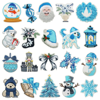 Appliques décoratives bleues pour les fêtes, thème Pays des Merveilles Hivernales Givrées, brodées, thermocollantes, pour vêtements, DIY, personnalisées, en gros, Noël