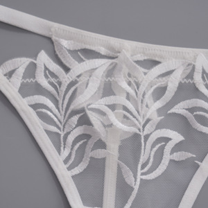 White <b>Sexy</b> Lace Leaf 3D Embroidery Light Breathable Thin Lingerie <b>Set</b> Women Underwire Bra Thong 2 Piece Seductive Women's - Product Image 5