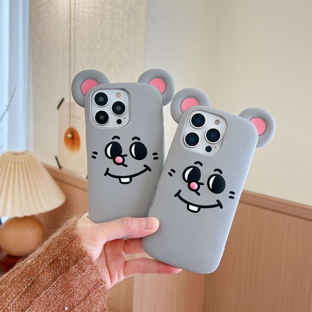 Cute 3D Mouse Sports Cartoon Phone Case for 16 15 14 13 Pro Max Soft Silicone Shockproof Cover