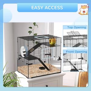 Per gabbia a 3 livelli per criceti con fondo in vetro profondo con chiusura a bottone con Design solido, mobili ecologici per animali domestici - Product Image 6