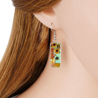 Boucles d'oreilles pendantes en acier inoxydable style peinture à l'huile vintage, motif Nuit étoilée, pour femmes, vente en gros