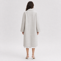 Manteau long de bureau en laine tissée écologique pour femme, doublure cachemire, collection Hiver 2026 - En stock