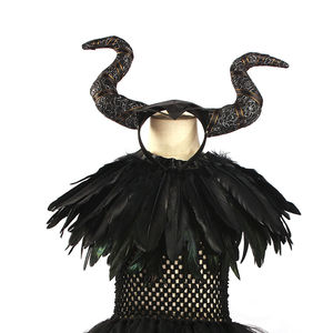 Conjunto de disfraz superventas al por mayor, vestido gótico de Reina para niñas, chal de plumas, tutú, traje de fiesta de Halloween - Product Image 5