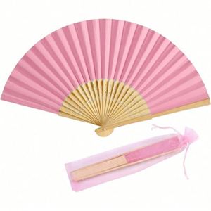 Abanico de Papel de Seda Blanco con Logotipo Personalizado, Abanico de Mano Portátil de Bambú Tallado, Recuerdo de Boda, Regalo de Boda Personalizado - Product Image 2