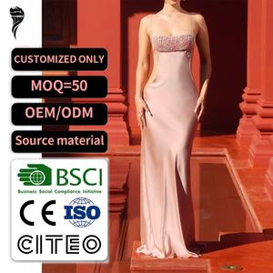 Vestido Maxi Largo de Verano para Mujer, Personalizado al por Mayor, con Lentejuelas, Tirantes Finos, Suave, Sin Mangas, con Cuentas, Formal, Sin Espalda - Product Image 1