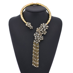 European American Luxury Full <strong>Diamond</strong> Flower <strong>Necklace</strong> Retro Tassel <strong>Fake</strong> Collar Elegant Banquet Fashion Pendant <strong>Necklaces</strong> - Product Image 2