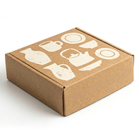Boîte d'expédition pliable en carton ondulé kraft imprimé pour la vaisselle en céramique, les tasses, les assiettes, les bols et les services à thé
