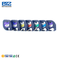 Pita Label Printer Dymo 12mm Berkualitas Baik 91201 Kompatibel, Pita Label Dymo Letratag 91201 Kompatibel, Label Hitam di Atas Putih