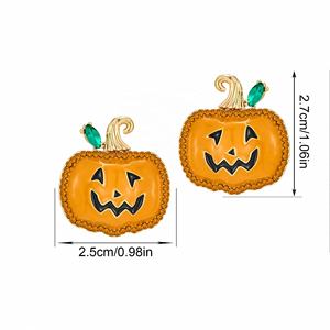 Pendientes de Calabaza Fantasma de Alta Gama para Halloween, Estilo Europeo Americano, Elegantes Pendientes de Aleación con Forma de Calabaza para Mujer - Product Image 5