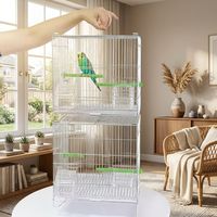 Cage à oiseaux en fil métallique électroplaqué antirouille avec mangeoires extérieures empilables pour l'élevage et la reproduction des petits oiseaux