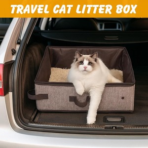 Portable Waterproof Foldable Travel <b>Cat</b> <b>Litter</b> Box - Fabric Carrier <b>Litter</b> Bin - Product Image 5