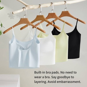 Camisola de tirantes finos para <span class=keywords><strong>mujer</strong></span> con almohadillas incorporadas y diseño de cuello en V en la espalda para uso en verano y para combinar en capas - Product Image 4