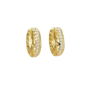 Boucles d'oreilles créoles de luxe en or massif 18 carats avec sertissage de strass en cristal pour femme, à porter au quotidien - Product Image 1