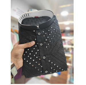 Kurtas de algodón suave para hombre con bordados elaborados en la parte delantera y trasera, ropa tradicional india y pakistaní. - Product Image 6