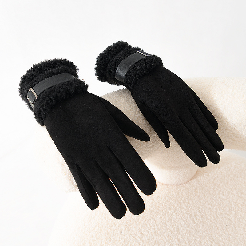 Gants D'hiver Femme Chauds Et Doux – Style Rétro Pinup Avec Finition Simili Cuir – Marron à Pois