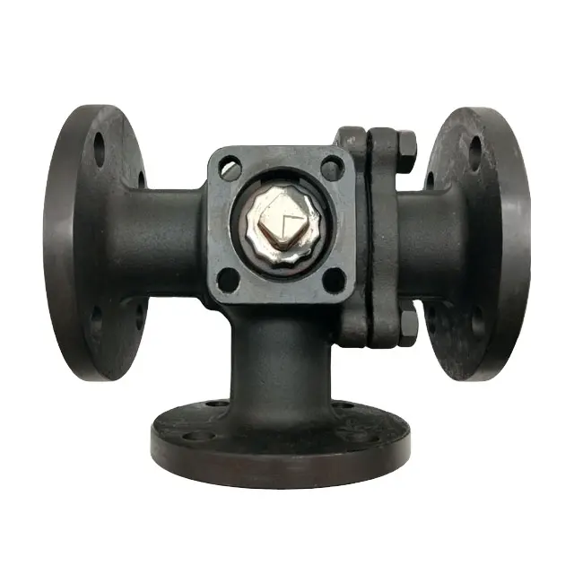 high quality low cost worm gear operated three way L type ball valve