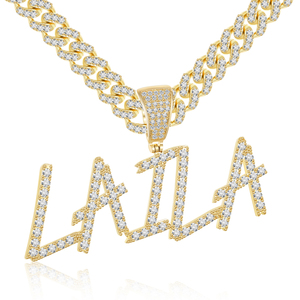 Juego de colgante con letras de moissanita, <span class=keywords><strong>Plata</strong></span> de Ley 925, 1 fila, VVS, Diamante 26, alfabeto <span class=keywords><strong>inicial</strong></span>, nombre personalizado, <span class=keywords><strong>collar</strong></span>, abalorio - Product Image 1