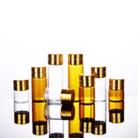 Flacons compte-gouttes en verre ambré pour huiles essentielles 1ml/2ml/3ml/5ml, mini flacons transparents pour parfum, échantillons cosmétiques avec bouchon doré