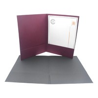 Dossier de présentation personnalisé de luxe bordeaux pour promotion immobilière, impression UV, accents en feuille d'argent, dossier OEM